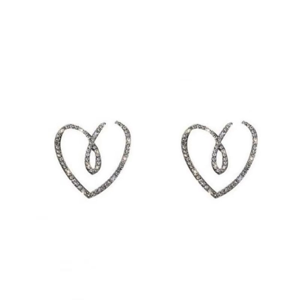 Korean Fashion Crystal Heart Zircon Earrings For Women 925 Silver Needle 4