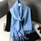 Solid Color Thick Cashmere Feel Winter Scarf With Tassels For Women 1
