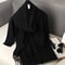 Solid Color Thick Cashmere Feel Winter Scarf With Tassels For Women 2
