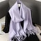 Solid Color Thick Cashmere Feel Winter Scarf With Tassels For Women 3