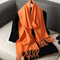 Solid Color Thick Cashmere Feel Winter Scarf With Tassels For Women 11