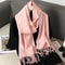 Solid Color Thick Cashmere Feel Winter Scarf With Tassels For Women 12