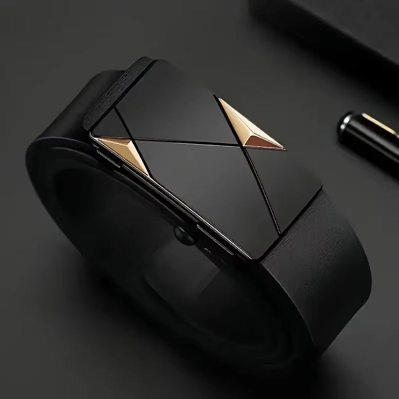 Stylish Mens PU Leather Automatic Buckle Belt 2