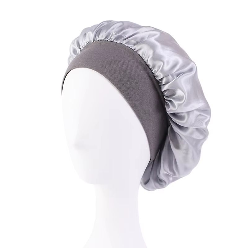 Womens Satin Wide Brim Sleep Bonnet With Elastic Band 7
