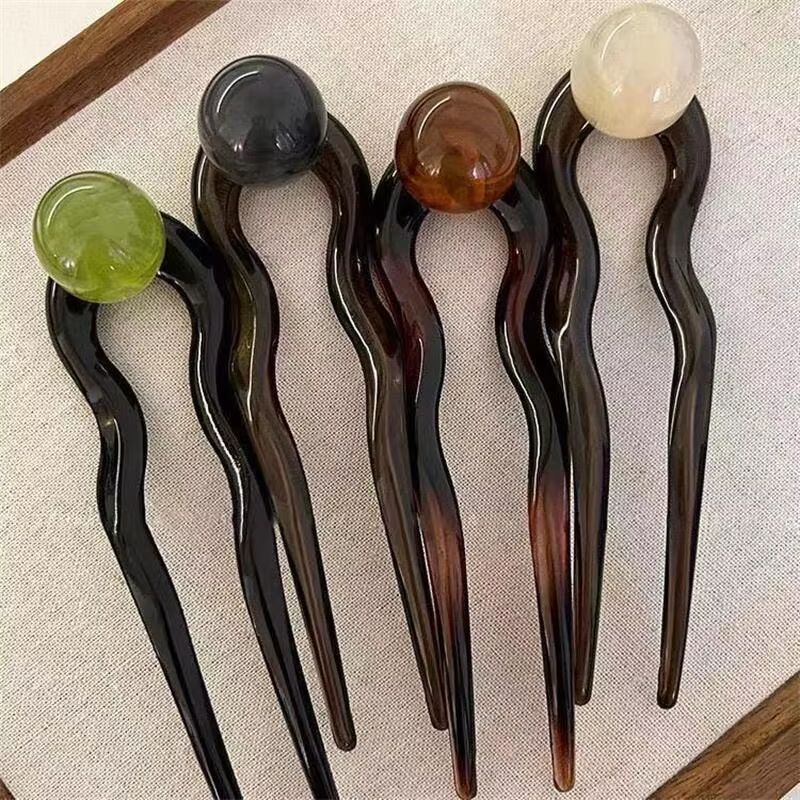 Pastel Pearl Hair Accessories For Women U Shaped Hairpin Bun Fork 6