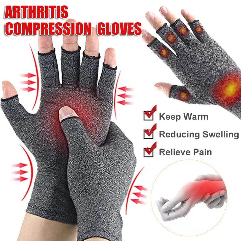 ComfortEase Fingerless Compression Gloves For Hand Pain Relief 1 Pair 0