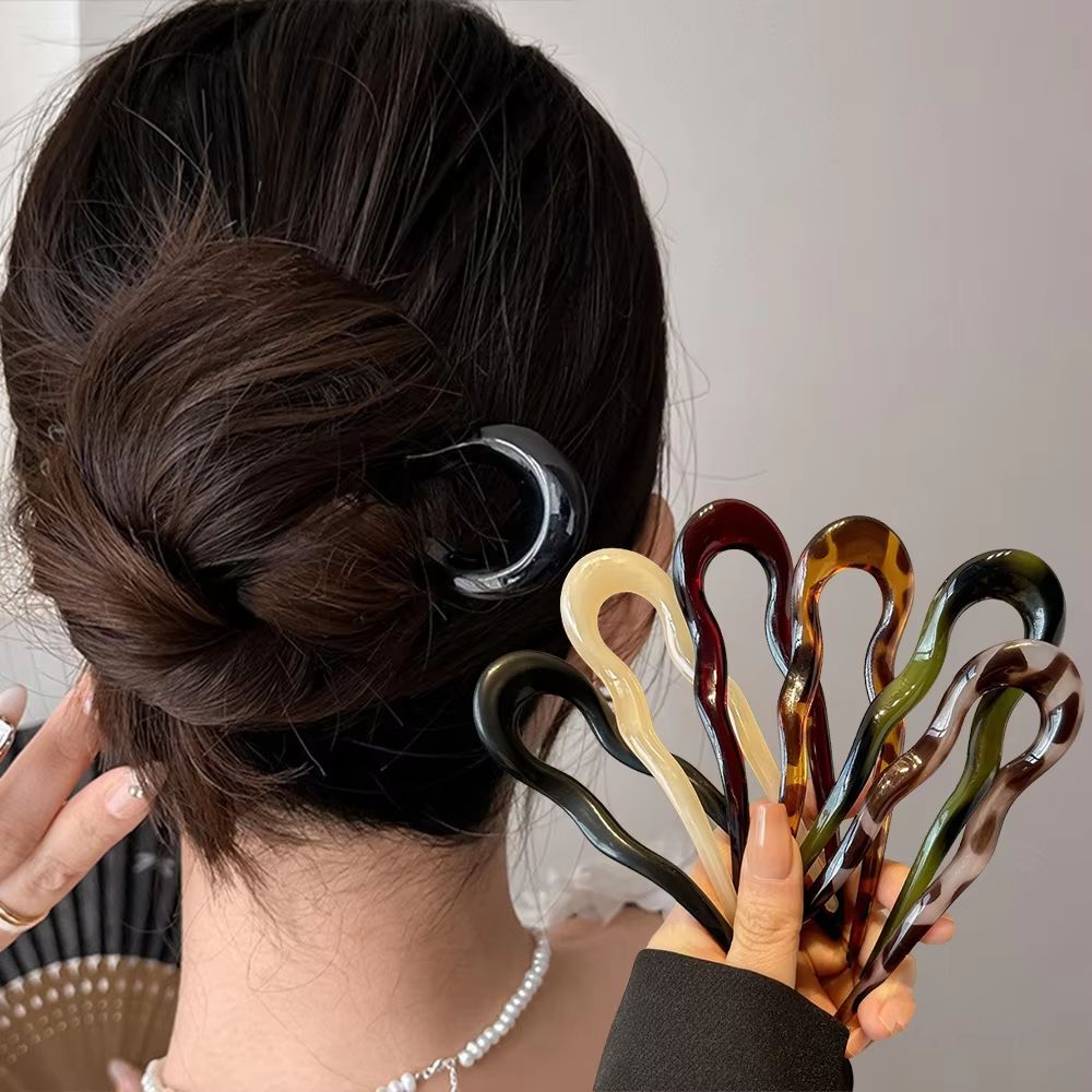 Tortoiseshell U Shaped Hair Fork Acetate Hairpin For Elegant Buns And Updos 1