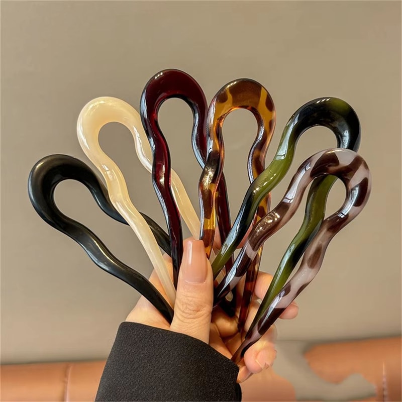 Tortoiseshell U Shaped Hair Fork Acetate Hairpin For Elegant Buns And Updos 12
