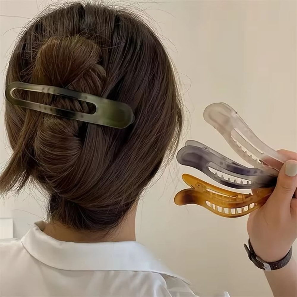 Matte Bow Duckbill Hair Clips Solid Color Acrylic Hair Claws For Women 6