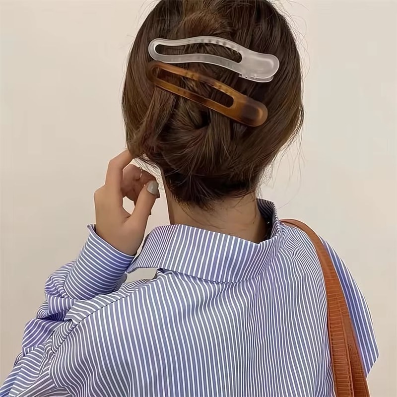 Matte Bow Duckbill Hair Clips Solid Color Acrylic Hair Claws For Women 15