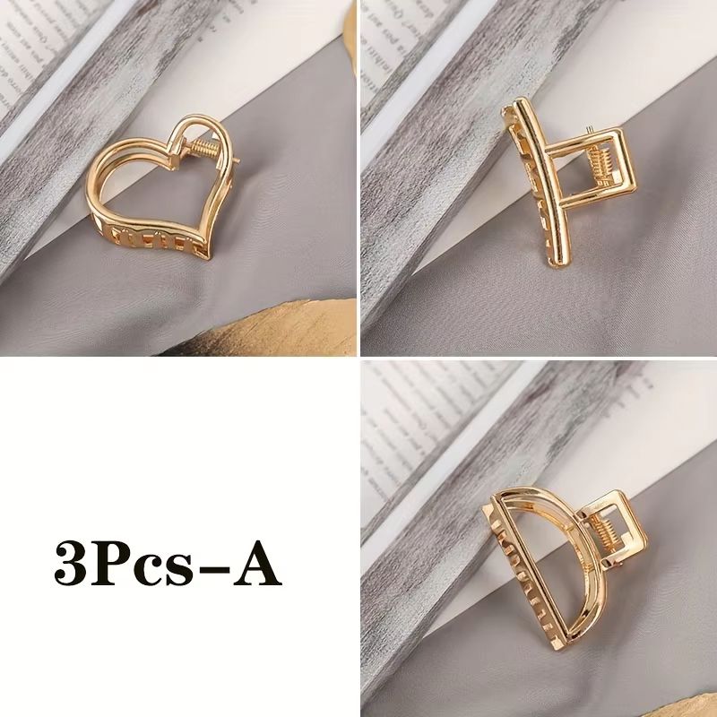 SweetHeart Mini Metal Hair Claw Clips Non Slip Hollow Heart Barrettes For Women Girls 14