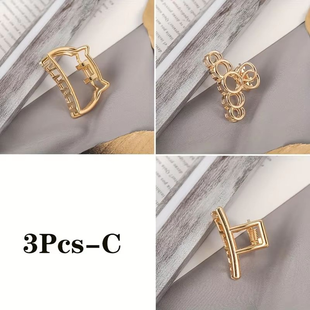 SweetHeart Mini Metal Hair Claw Clips Non Slip Hollow Heart Barrettes For Women Girls 16