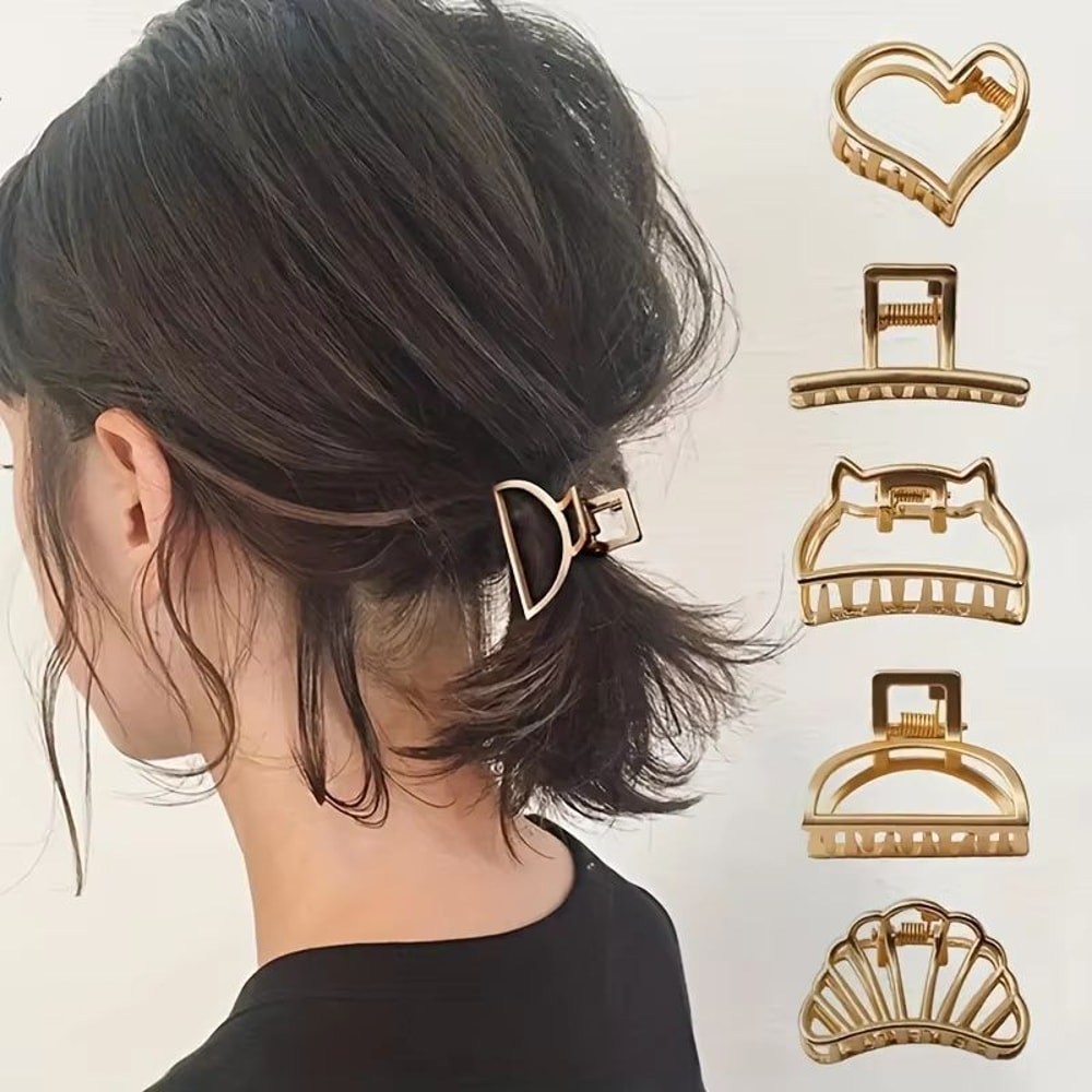 SweetHeart Mini Metal Hair Claw Clips Non Slip Hollow Heart Barrettes For Women Girls 17