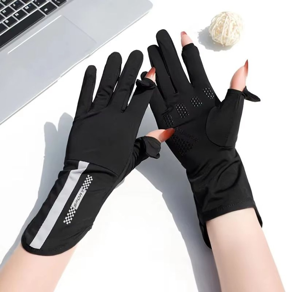 BreezeGuard Summer Sunscreen Gloves Womens Thin Ice Silk UV Driving Gloves UPF 50 2