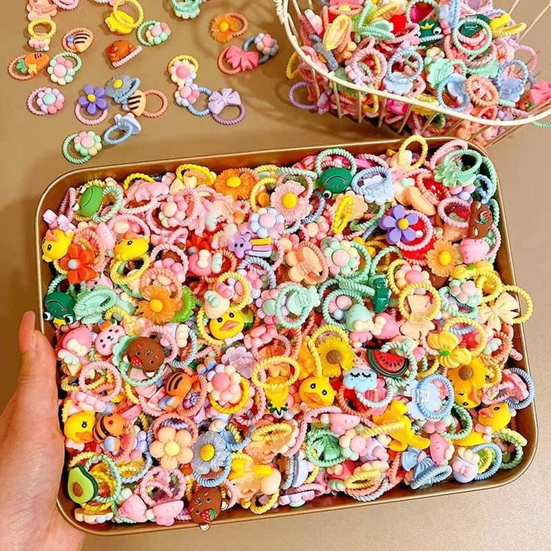 Sweet Cartoon Dream Cartoon Hair Ties Set 102050pcs Cute Hair Ropes For Girls 3