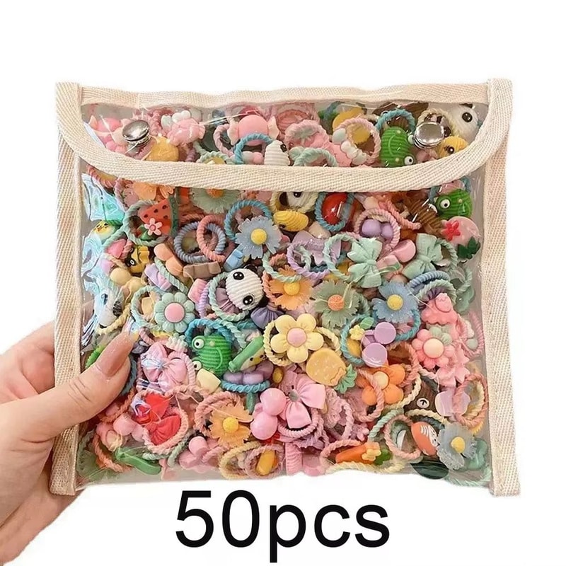 Sweet Cartoon Dream Cartoon Hair Ties Set 102050pcs Cute Hair Ropes For Girls 6