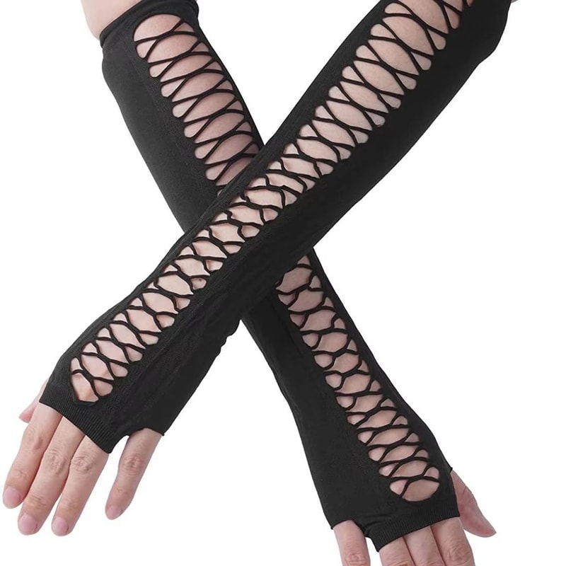 Midnight Muse Long Lace Fingerless Gloves For Nightclub Party Cosplay 1