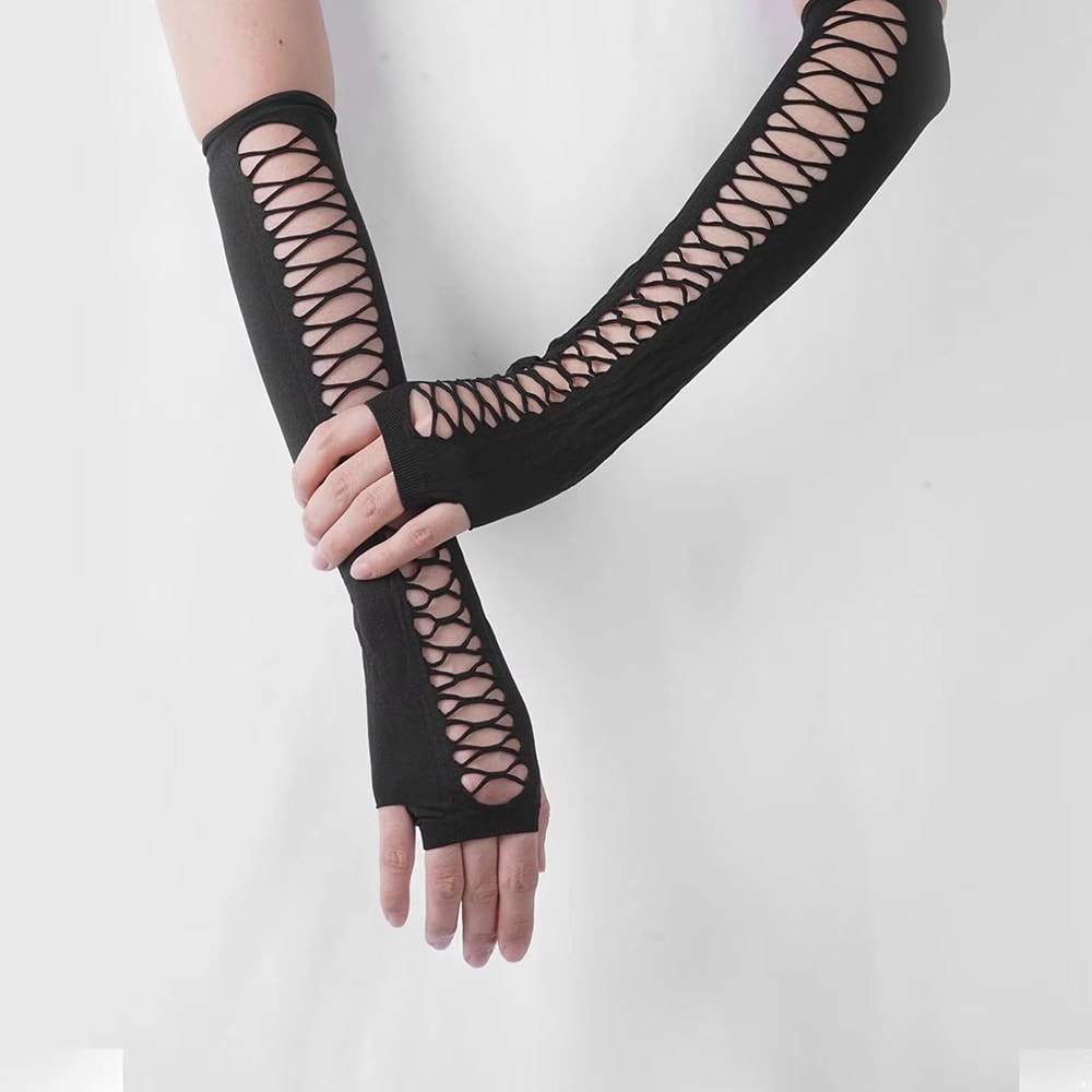 Midnight Muse Long Lace Fingerless Gloves For Nightclub Party Cosplay 2