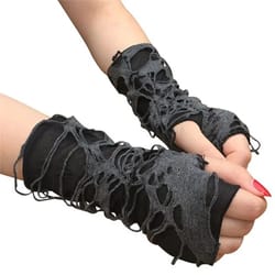 midnight edge gothic black gloves – unisex fingerless long club & cosplay mitts