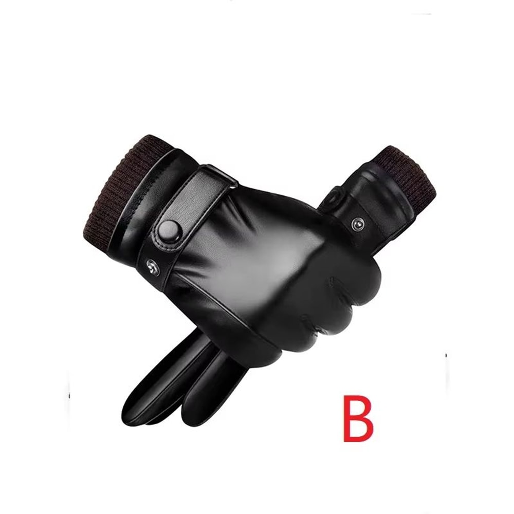 UrbanDrive Black Leather Gloves For Men Thin Winter Touchscreen Driving Style 7