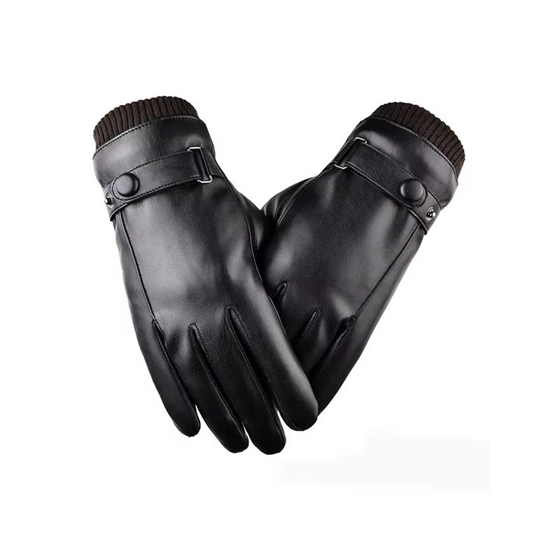 Mens Winter Black Pu Leather Driving Gloves Touchscreen 0