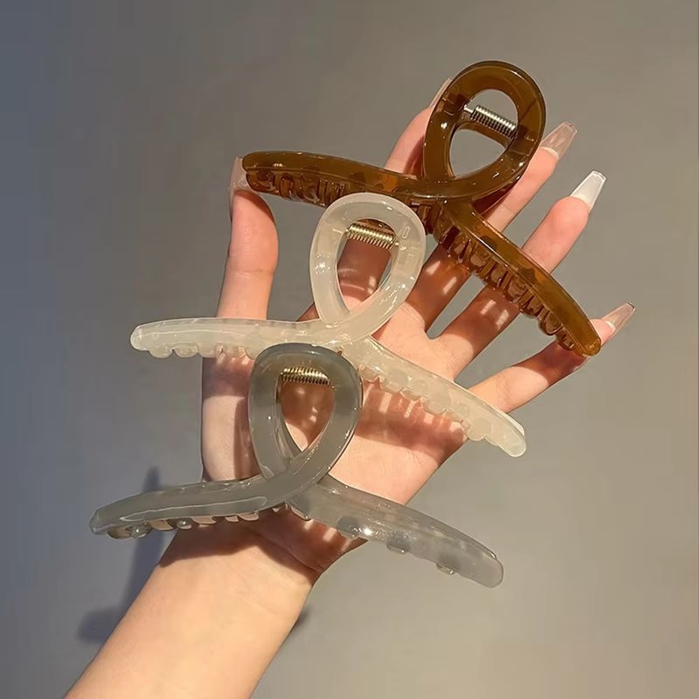 CloudEase Large Claw Clip Set 3pcs Simple Shark Hair Grip For Everyday Styling 1