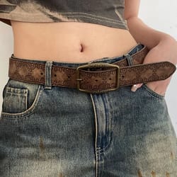 aurora muse y2k belt – retro brown boho waist belt for jeans & dresses