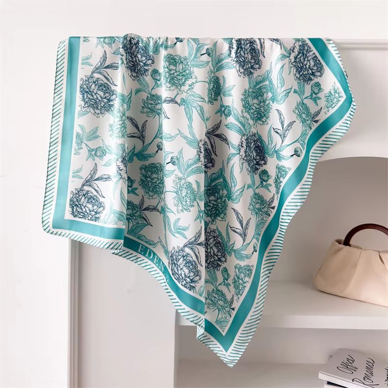 LuxeGlow Silk Feeling Scarf Luxury Square Satin Neckerchief Fashion Headscarf For Women 6