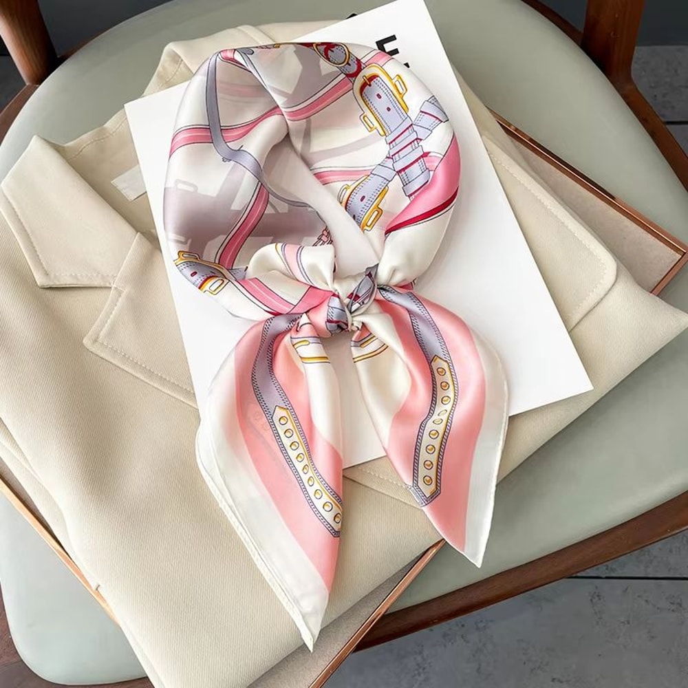 LuxeGlow Silk Feeling Scarf Luxury Square Satin Neckerchief Fashion Headscarf For Women 10