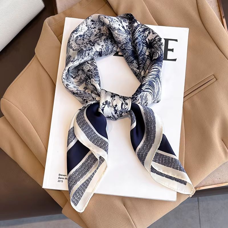LuxeGlow Silk Feeling Scarf Luxury Square Satin Neckerchief Fashion Headscarf For Women 14