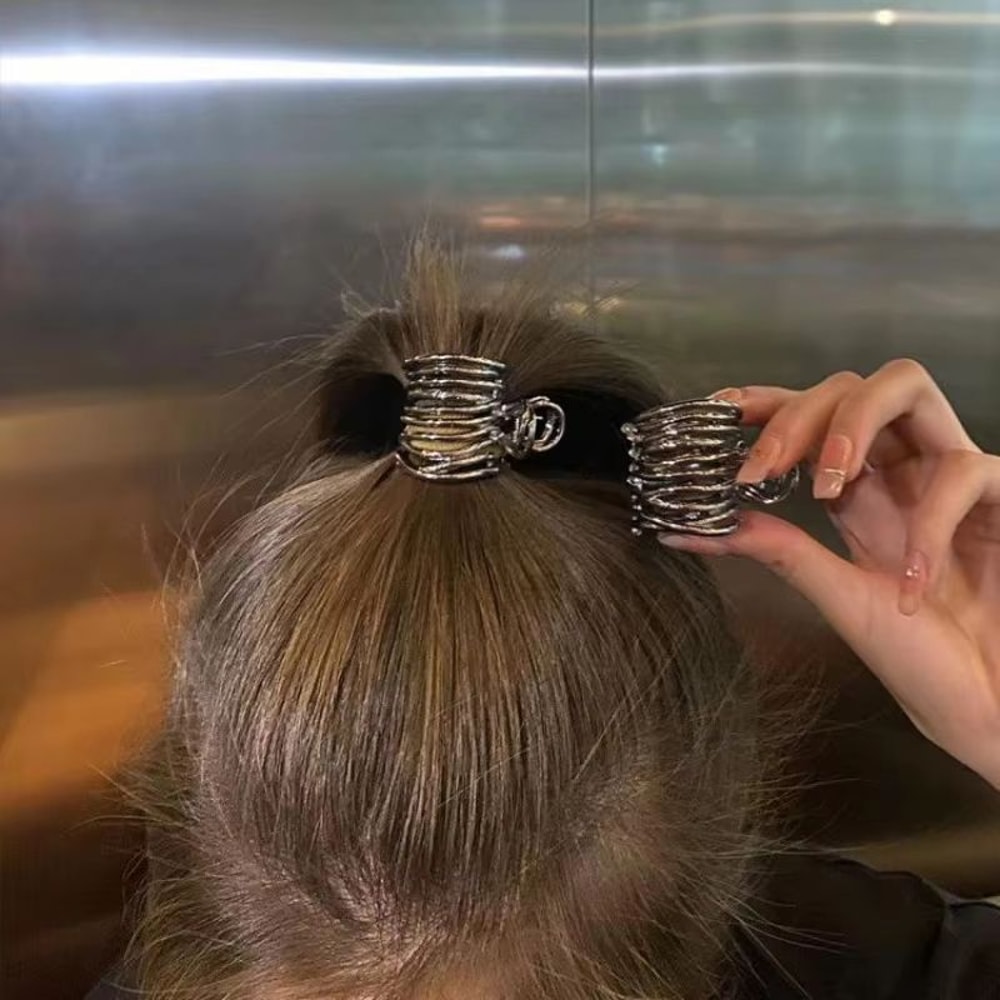 Sculpted Shine Irregular Metal Hair Claw NonSlip High Ponytail Clip For Women Girls 3