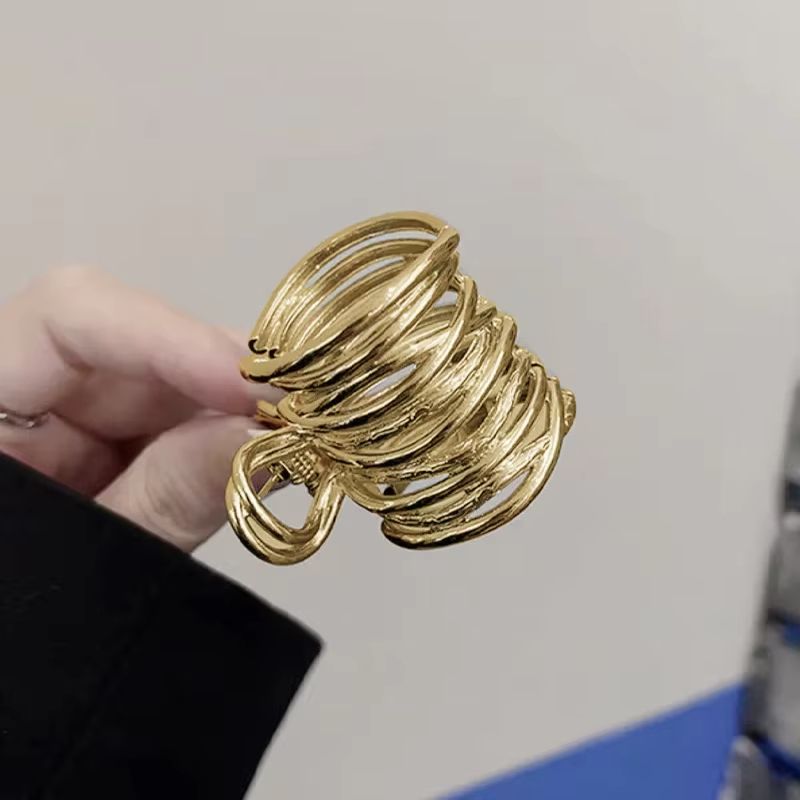 Sculpted Shine Irregular Metal Hair Claw NonSlip High Ponytail Clip For Women Girls 6