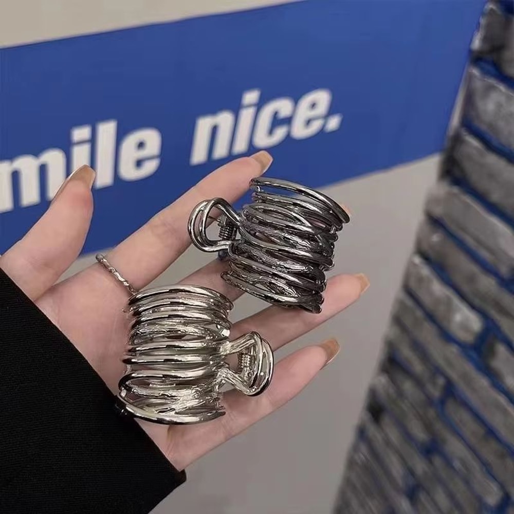 Sculpted Shine Irregular Metal Hair Claw NonSlip High Ponytail Clip For Women Girls 9