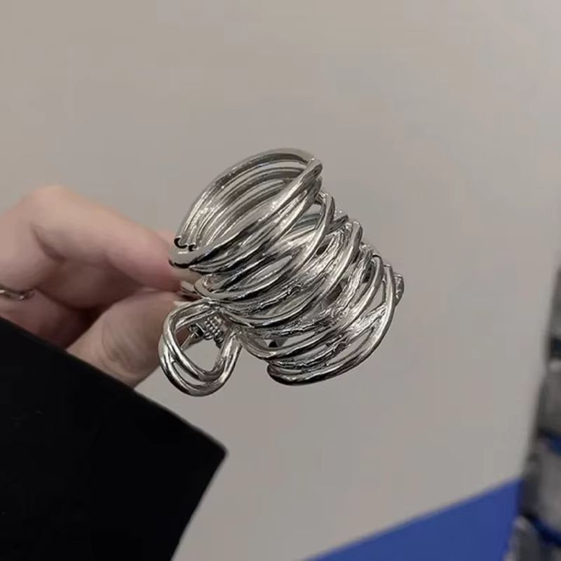 Sculpted Shine Irregular Metal Hair Claw NonSlip High Ponytail Clip For Women Girls 8