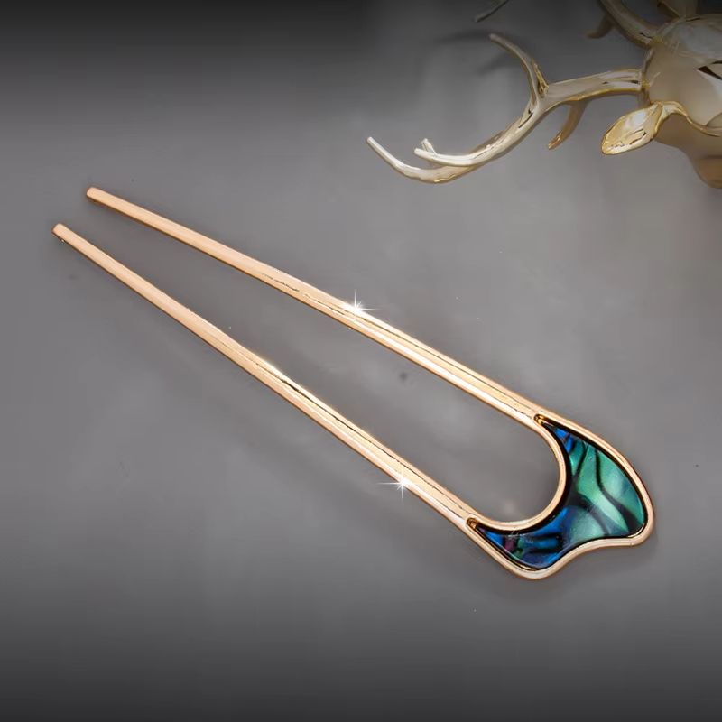 LunaShell Shell Hairpin Silver Gold Enamel U Shape Hair Stick For Women 10