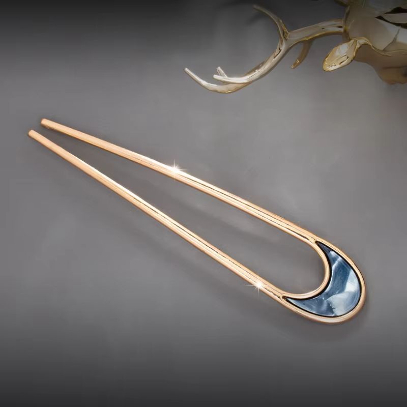LunaShell Shell Hairpin Silver Gold Enamel U Shape Hair Stick For Women 7