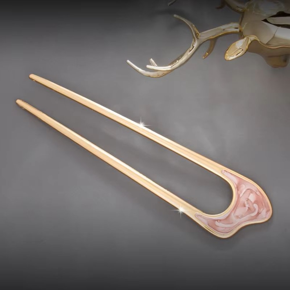 LunaShell Shell Hairpin Silver Gold Enamel U Shape Hair Stick For Women 13