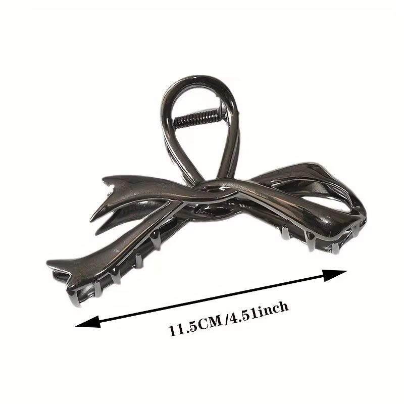 RibbonCharm Bow Hair Claw Vintage Metal Ribbon Clip For Ponytails Updos 1