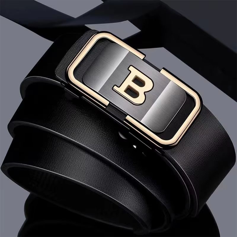 PrimeLetter Mens Automatic Buckle Belt Toothless Business Fashion Belt With Letter Buckle 3