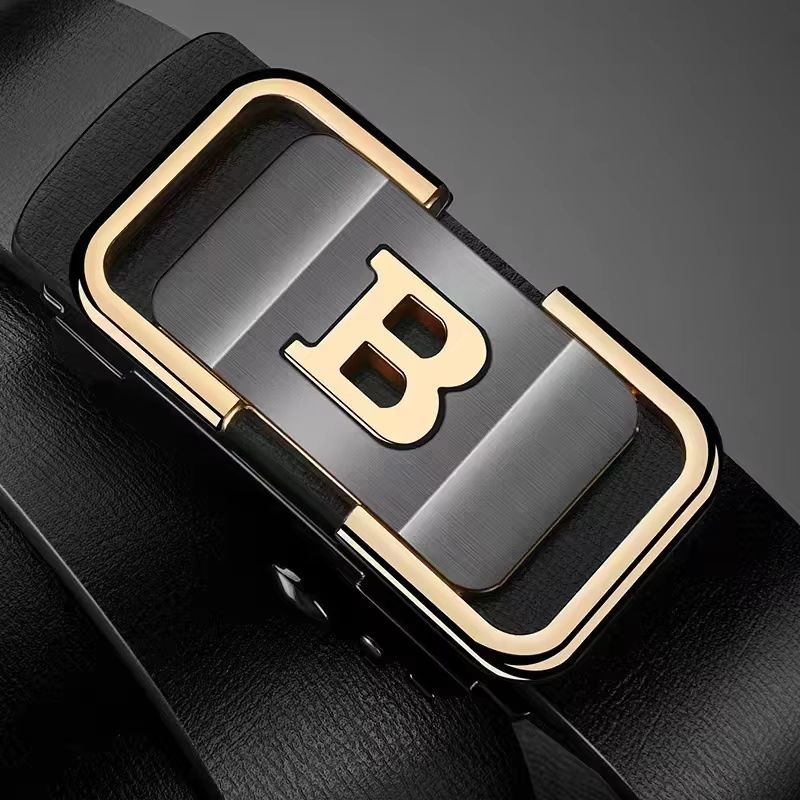 PrimeLetter Mens Automatic Buckle Belt Toothless Business Fashion Belt With Letter Buckle 7