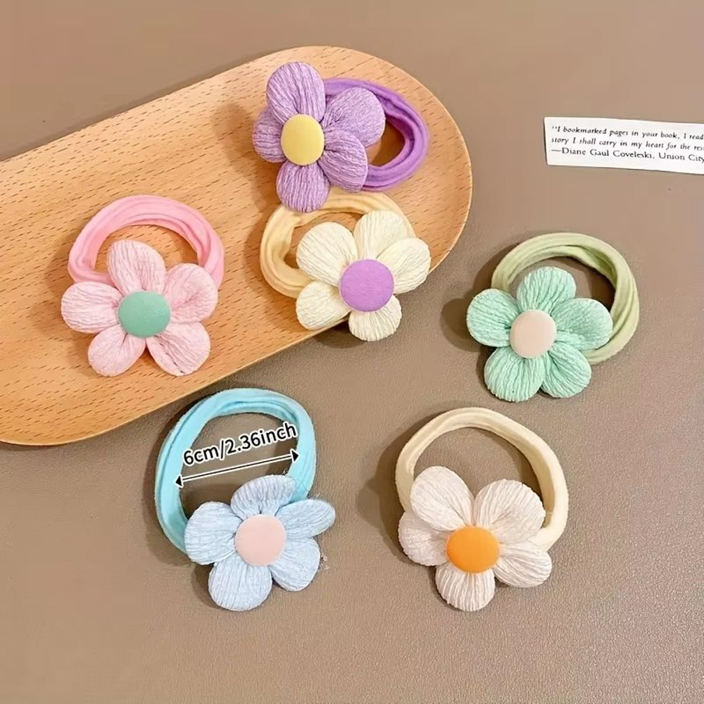 Sweet Blossom Flower Bow Hair Tie Set 12Piece Elastic Hair Bands For Girls Women 2