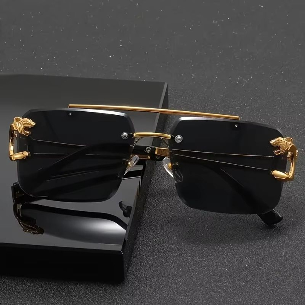 Golden Edge Frameless Luxury Sunglasses Unisex AntiGlare Outdoor Travel Shades 1