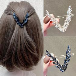 luxv crystal v-shape hair clip set – luxury korean style buckle hairpins for women & girls
