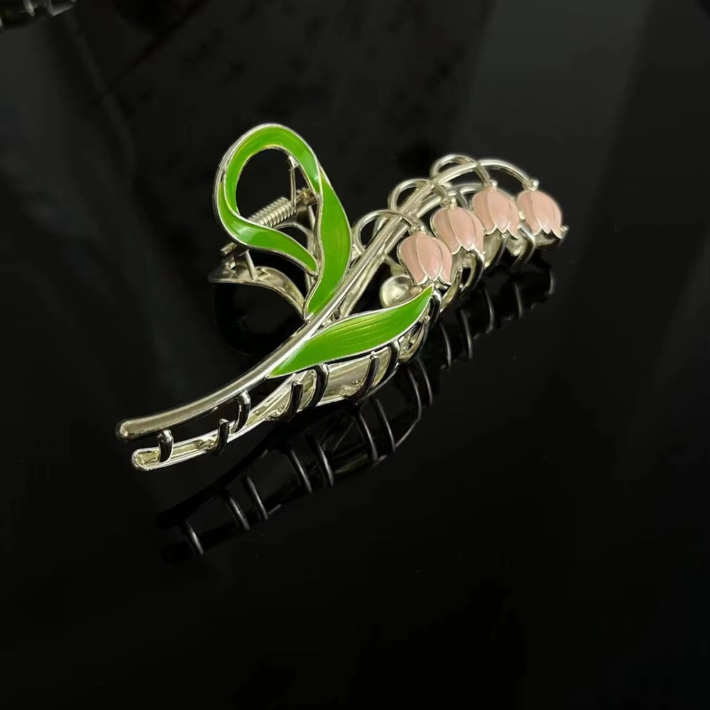 Bell Orchid Floral Shark Clip Large Premium Flower Hair Claw For Women Girls 6