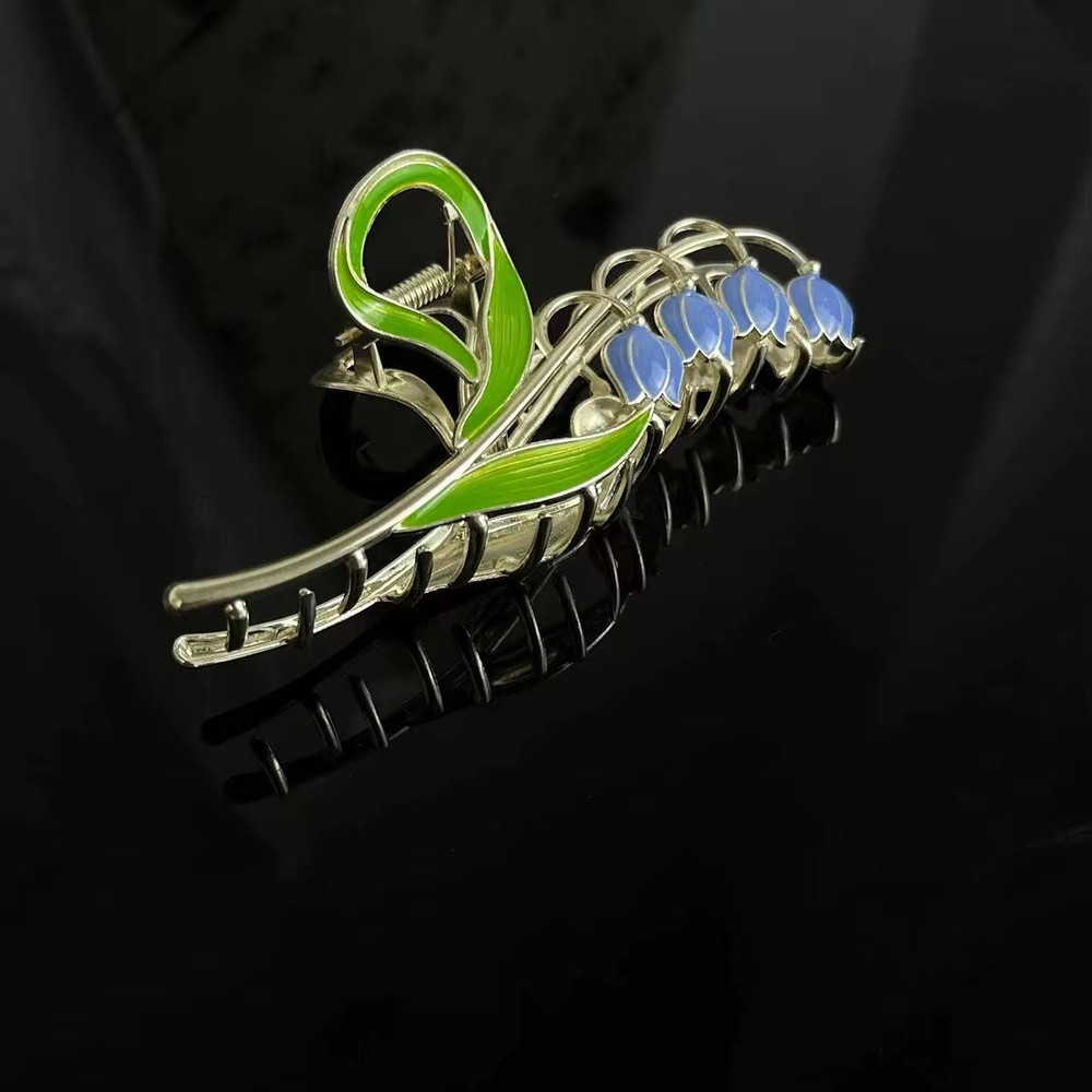 Bell Orchid Floral Shark Clip Large Premium Flower Hair Claw For Women Girls 8