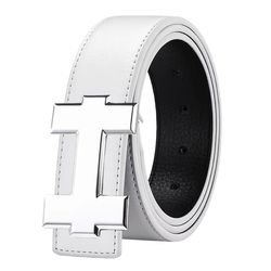 slimline 3.3 cm fashion casual belt – silver smooth buckle designer unisex belt for jeans & workwear