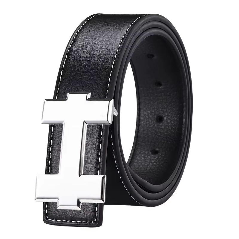 SlimLine 33 Cm Fashion Casual Belt Silver Smooth Buckle Designer Unisex Belt For Jeans Workwear 1