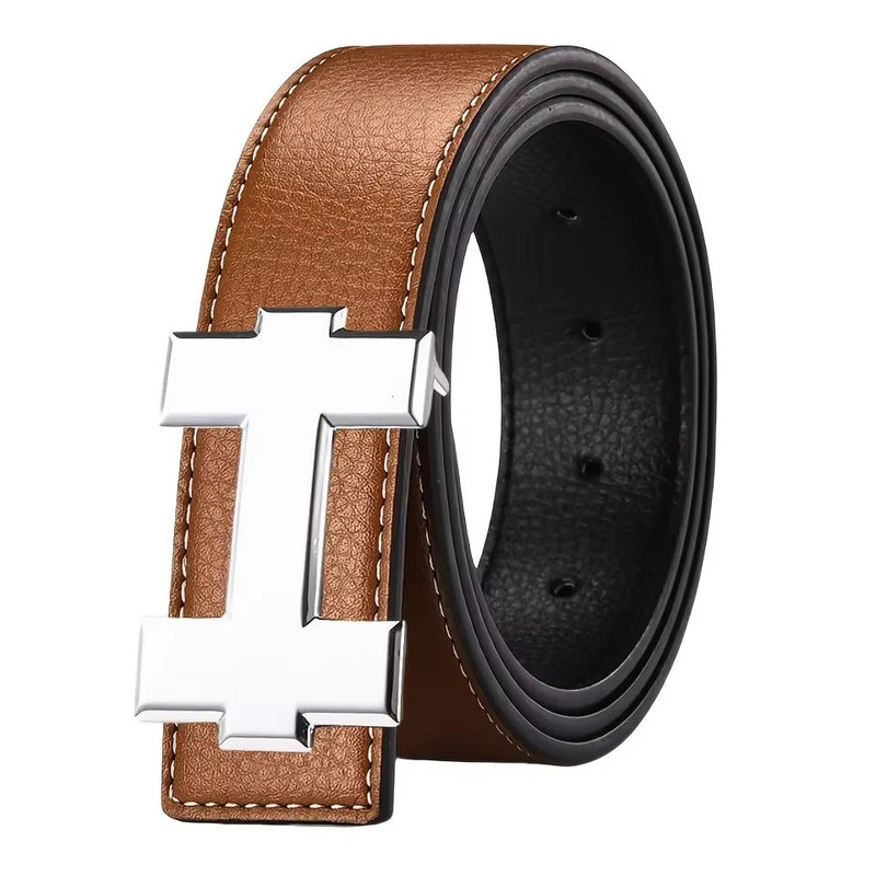 SlimLine 33 Cm Fashion Casual Belt Silver Smooth Buckle Designer Unisex Belt For Jeans Workwear 5