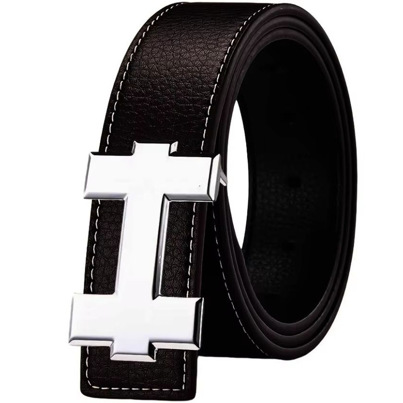 SlimLine 33 Cm Fashion Casual Belt Silver Smooth Buckle Designer Unisex Belt For Jeans Workwear 8