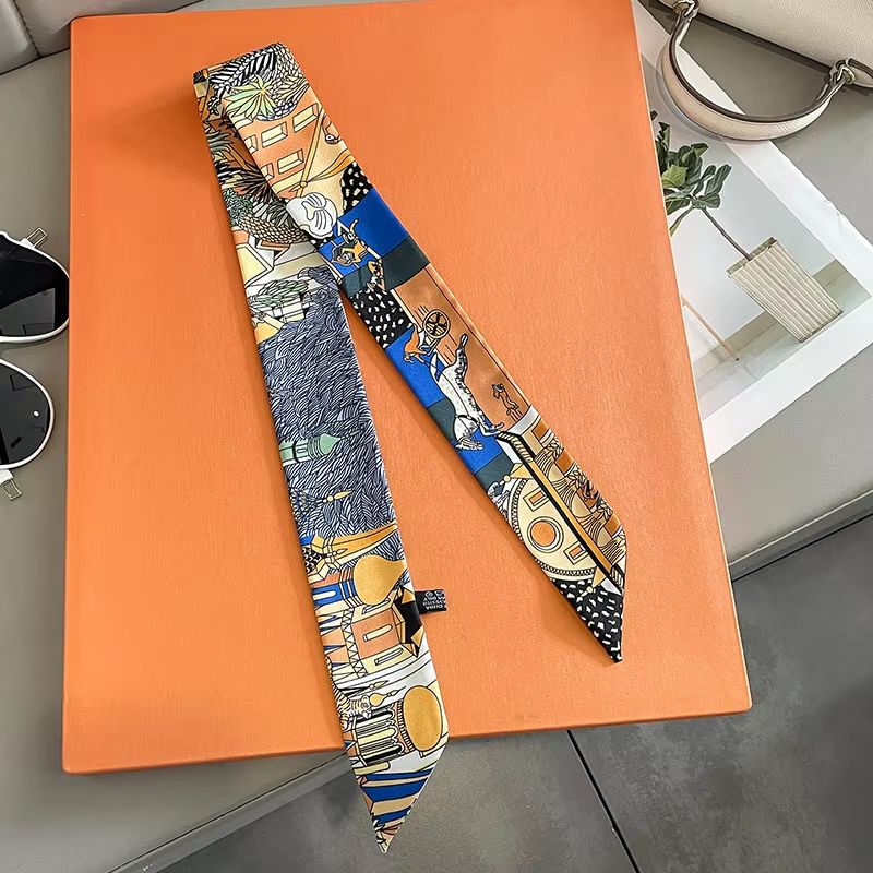 SlimRibbon MultiUse Long Scarf Narrow Ribbon Headband Neckerchief For Women 13